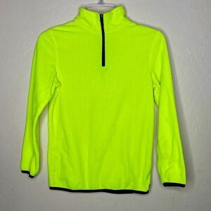 Boys Quarter Zip Up Pullover Sweater Lime Green Size M